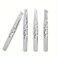 4pcs Professional Stainless Steel Precision Tweezers - Slanted, Pointed, Flat, And Angled Tips for Eyebrow Shaping,