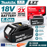 100% Original Makita Wiederaufladbarer Elektrowerkzeug-Akku, Austauschbarer LED-Lithium-Ionen-Akku, 6,0 Ah 18V LXT BL1860B BL1860BL1850 BL1830