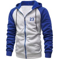 Men's Number 23 Print Fleece Hoodies Long Sleeve Sweatshirts for Men Zipper Hooded Mens Fashion Color Blocking Sweatshirt