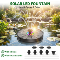 3.5W LED Solar Water Fountain Bird Bath Pump with 1200mAh Battery, 8 Nozzles and 4 Crash Bars, DIY Bird Bath Garden Aquarium etc