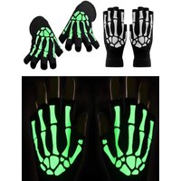 AliExpress 1-10pairs Unisex Adult Halloween Skeleton Skull Half Finger Gloves Glow in the Dark Fingerless Stretch Knitted Winter Mittens
