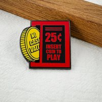 Retro Arcade Game Coin Slot Enamel Brooch 25 Cent Insert Coin To Play Fun No Cash Value Player Badge Unique Game-Themed Accessor