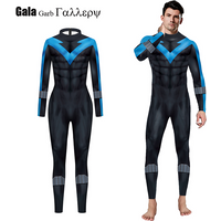 Superhero Nightwing Men Cosplay Zentai Bodysuit Dick Jumpsuit Costume Halloween Party Cosplay Catsuit Spandex Long Sleeves New