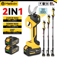 MELLWIN 2IN1 Brushless Electric Pole Pruner Shear With 180CM Telescoping Pole Garden Pruner Shear Tool For Makita 18VBattery Pin