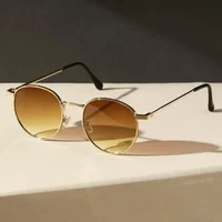 Metal Small Round Sunglasses Woman Vintage Brand Travel Classic Sun Glasses Female Fashion Retro Lunette De Soleil Femme