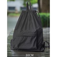 Portable Nylon Drawstring Backpack Large Capacity Solid Color Shoulders Backpack Casual Small Gym Bag