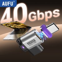 AUFU 24Pin USB4 Magnetic Adapter Type C 240W for Thunderbolt4 40G 8K Fast Charge Magnet USBC Female Converter for Samsung Laptop