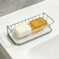 New Self Draining Stainless Steel Soap Rack Multifunctional Multi-scene Soap Tray with Tray Soap Dish Bathroom Use