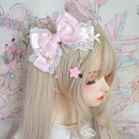 Lolita headpiece large lace bow pearl pink KC cute princess headwear lolita hair clip lolita accessories