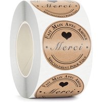 50-500pcs Merci Kraft Sticker French Thank You Fait Main Avec Amour DIY Multifunction Paper Label Adhesive Gift Seal Sticker