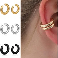2 PCS Fashion Smooth Round C Shape Clip Earrings For Women Lightweight Without Piercing Cartilage Ear Cuff Daily Wear Jewelry