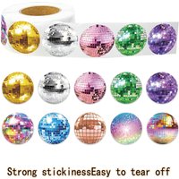 500PCS Disco Ball Pattern Graffiti Decorative Roll Stickers, Computer Envelope Sealing Stickers, Waterproof Stickers