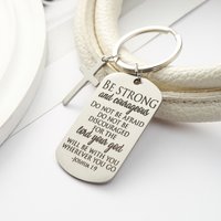 1Pc Bible Verse Keychain Be Strong And Courageous Cross Keychain Men Women Religious Gifts For Family Friend Birthday Christmas