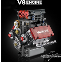 Brick V8 Engine Motorized Simulation Model Electrically Drive Building Blocks Technical Car Parts Creative Toys Gifts Boys Adult