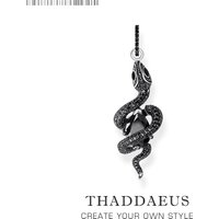 Pendant Black Snake with Black Stone Jewelry Europe Style Accessories Vintage Gift in 925 Sterling Silver For Woman Men