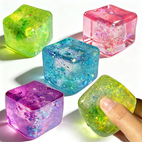 Glitter Stress Cube Ice Cube Stress Ball Colorful Square Mini Squeeze Sensory Balls Bulk