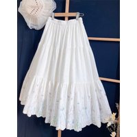 2026 Spring New Floral Embroidery A-Line Skirt Women's Long Cover Hip Atmosphere Summer New Arrival Casual Elegant