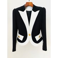 HIGH STREET New Fashion 2026 Designer Jacket Women's Color Block Single Button Blazer