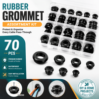 Moisture Resistant Dust Proof 70Pcs Rubber Grommet Kit Cable Wire Hole Grommets for Automotive Wiring Electrical Panels