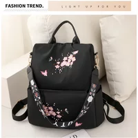 New Oxford Cloth Ladies Backpack Ethnic Style Embroidery Fashion Backpack Travel Leisure Waterproof Large Capacity Commuting Bag