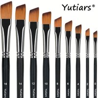 Professional 9-Piece Angled Artist Brushes-Precision-Cut Tips for Watercolor, Acrylic, Oil&Gouache, Perfect for Detailed Artwork