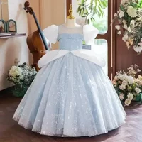 2026 Princess Blue Dresses For Girls Cosplay Chic Elegant Outfit Costumes Gowns Matching Dress Kids Children's Evening Formal