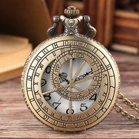 Sternzeichen Kompass aushöhlen Muster Bronze Retro Quarz Taschenuhren Männer Frauen Halskette Uhr Antike Anhänger Geschenke