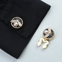 ICEYY 2PCS Cute Pearl Bee Button Covers Set Round Cufflinks Button Apparel Decorative for Shirts Tuxedos & Dresses