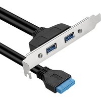 2 Ports USB 3.0 Female Back Panel To Motherboard 20pin Header Connector Cable Adapter With PCI Slot Plate Bracket 50cm