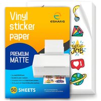 50 Sheets A4 PET Printable Vinyl Sticker Paper for Inkjet Printer - Matte White Waterproof Decal Paper Self-Adhesive Sheets