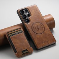 Magnetic Wallet Holder Case for Samsung Galaxy S25 S24 S23 S22 Ultra Plus Cover Leather Mag-safe Stand Shockproof Shell Fundas