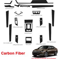 For Skoda Superb 2015-2023 Car Interior Sticker Lifting Window Panel Decal Gear Box Dashboard Protective Film Auto Accessory