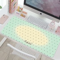 Leather Desk Pad Protector Mint Gradient Pink Polka Dots Y2K Mouse Pads Office Desk Mat Waterproof PU Desk Blotter Keyboard Pads
