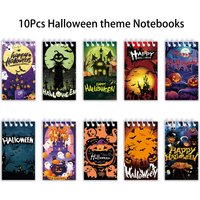 10Pcs Cartoon Pumpkin Witch Ghost Portable Coil Notebook Mini Notepad for Kids Halloween Theme Party Favors School Rewards