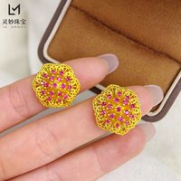 9999 24k Luxury Gold Ring Open Ladies Rose Diamond Gold Ring Get Women Love Gold Jewelry Gold Ring as a Gift