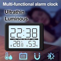 Ultra Thin Alarm Clock Multi-Function Magnetic Humidity Thermometer Nightlight Alarm Clock Desk Home Decoration Luminous Clock