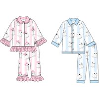Halloween new cute cartoon print boy blue girl pink autumn long sleeve long pants boutique pajamas set image 4