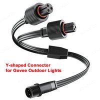 Y-shaped Distributor Adapter for Govee Outdoor Lights IP68 Waterproof Extension Cord Connector for Govee 3-pin Cable 22AWG