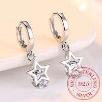 925 Sterling Silver Crystal Star Charm Stud Earrings For Women 2024 Grils Kids Wedding Gift Female pendientes mujer moda