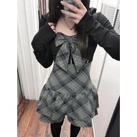 Retro Y2K Lolita Outfit Sets Women Japanese Kawaii Cardigan Y2k Mini Dress Sweet Casual Daily Fashion Female Outfits