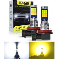 Oprah 2PCS Daul Color Car Fog Lamp Led Bulb H11 H8 H3 881 9006 HB4 Super Bright 24 SMD Day Running Light DRL12V White Yellow