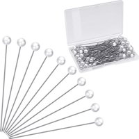 100Pcs Round Pearl Head Pins Jewelry Sewing Pins White Straight Pins for Sewing Craft Wedding Decorations Fabric Quilting Pins