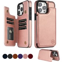 Wallet Solid Color Magnetic Double Buckle RFID Blocking Card Leather Case For iPhone 15 Pro Max 14 Plus 13 12 11 XR XS SE 2 8 7