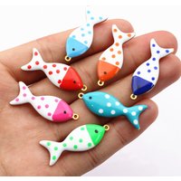 10pcs Stainless Steel Enamel Fish Charms Pendant 31x12mm DIY Jewelry Making Accessories Findings for Necklace Earrings Bracelets