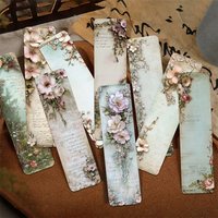 30pcs Stereoscopic Vintage Landscape Wallflower Bookmarks Students Message Index Paper Cards Handbook DIY Decorative Materials