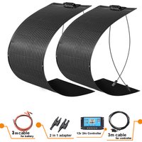 WUZECK Solar Panel Kit Flexible 200W Monocrystalline 2X100W Flexible Solar Module+20A 12V/24V Solar Charge Controller+Solar Cable Off-Grid System for 12V Batteries Solar System Motorhome Houses