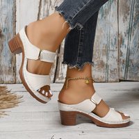 2026 New Women's Fashion Trend High Heel Sandals Summer Boutique Lightweight Hollow Solid Color Cool Slippers Large Size 36-43