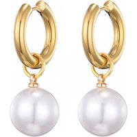 Classic Big Imitation White Pearl Drop Round Stainless Steel Hoop Earrings For Women Gold Silver Color Jewelry Earrings Gift