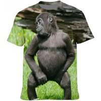 Animal Orangutan_monkey 3D Print Tshirt Mens Clothing Summer Funny Gorilla Short Sleeve Tee Tops Personality O Neck T Shirt