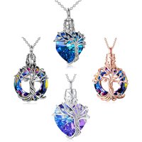 Cremation Jewelry Tree of Life Urn Necklace for Ashes with Crystal Memorial Keepsake Jewelry w/Funnel Filler Gifts for Women